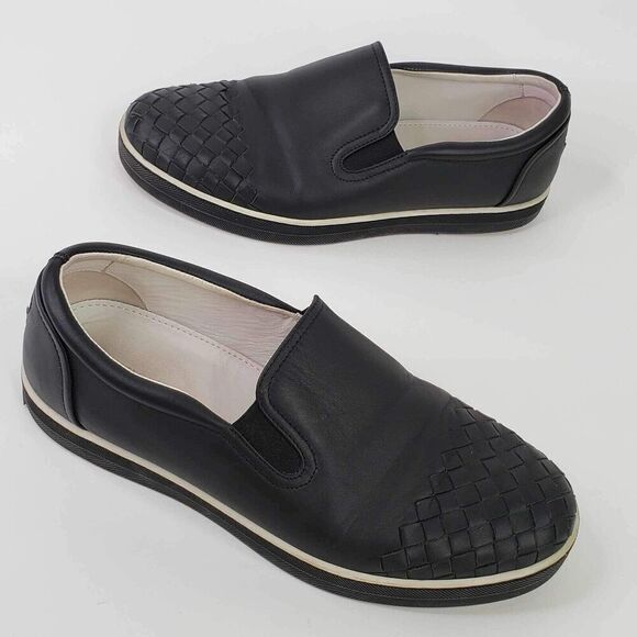 Bottega Veneta Slip On Shoes Black Leather Braided Low Top Men’s 39 US 9 main image 5
